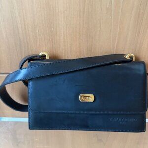 Pre-Loved Vintage Black Leather Tiffany & Fred Paris Purse